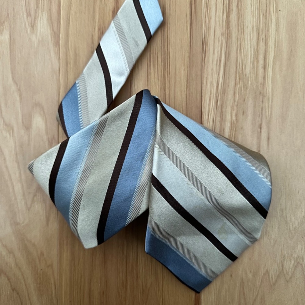 Men’s Calvin Klein Tie - Cream, Blue, Black color - Wide